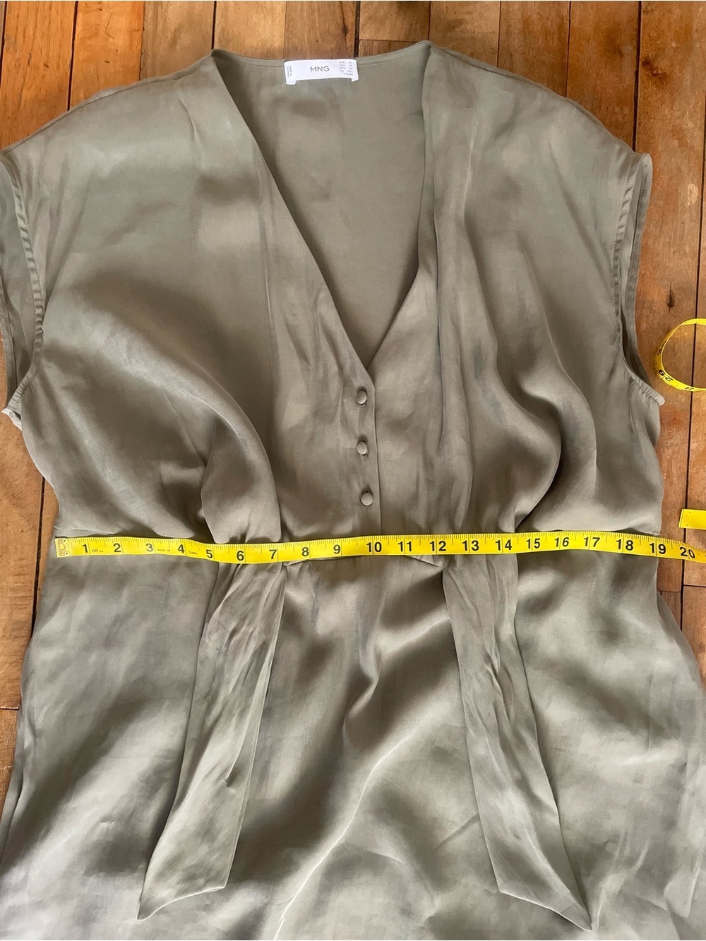 Mango Marte modal-blend khaki midi dress-Size 10 - Picture 7 of 9